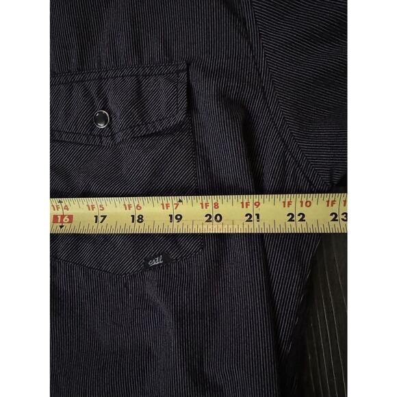 Coastal Men’s Modern Coyboy Western Wear Shirt Snap Up Black Pin Stripe XL - Picture 8 of 11